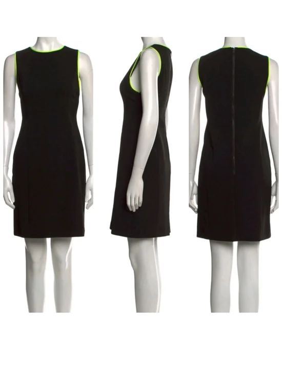 Alice + Olivia Black Mini Dress with Neon Yellow Trim - Picture 11 of 12